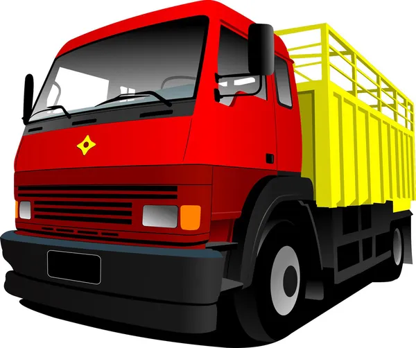 Векторная иллюстрация красно-жёлтого грузовика — стоковый вектор