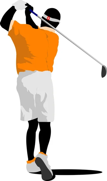 Golfeur frappant balle avec club de fer. Illustration vectorielle — Image vectorielle