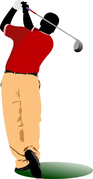 Golfer μπάλα χτύπημα με σιδερένια ρόπαλο. Εικονογράφηση διανύσματος — Διανυσματικό Αρχείο