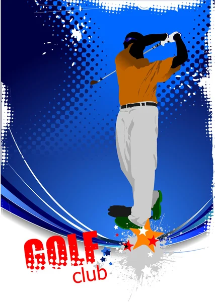 Poster dengan pemain Golf. Ilustrasi vektor - Stok Vektor