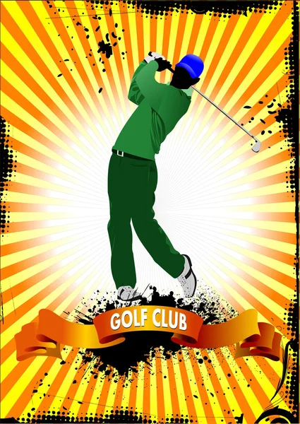 Affisch med golfspelare. Vektorillustration — Stock vektor