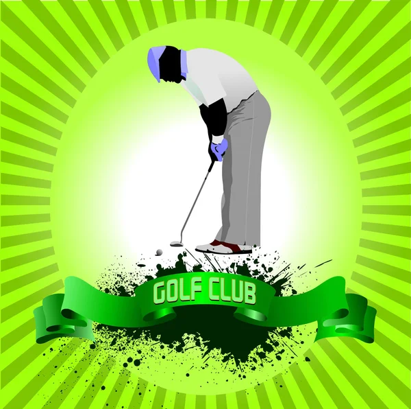 Plakát a Golf játékosokkal. Vektorillusztráció — Stock Vector