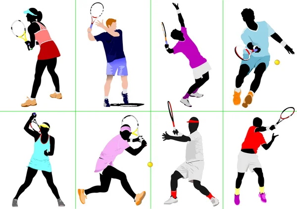 Jugador de tenis. Ilustración vectorial coloreada para diseñadores — Archivo Imágenes Vectoriales