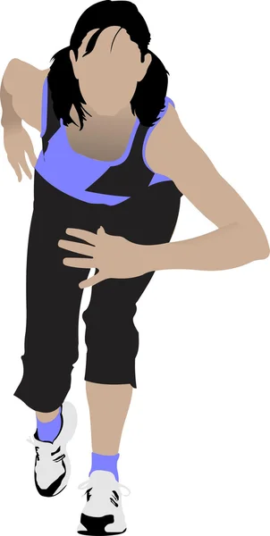 Běžící žena. Vektorová ilustrace — Stockový vektor
