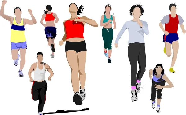 Running . Runners. Vector illustration — Stock Vector