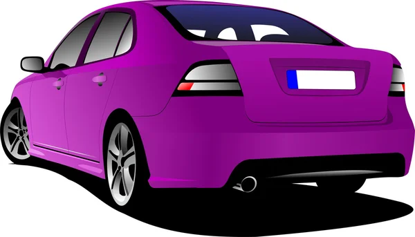 Purple colored car sedan on the road. Vector illustration — Stock Vector