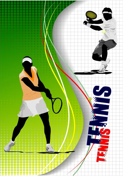 Plakat tenisisty. Kolorowy wektor ilustracji dla projektantów — Wektor stockowy