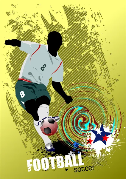 Grunge style Affiche Football footballeur — Image vectorielle