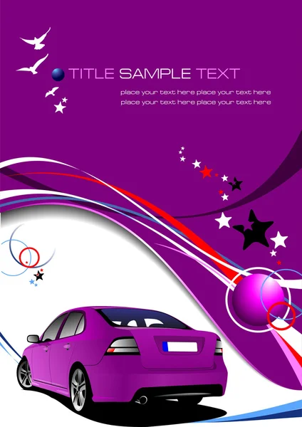 Purple business background with luxury car image. Vector illustr — Stock Vector