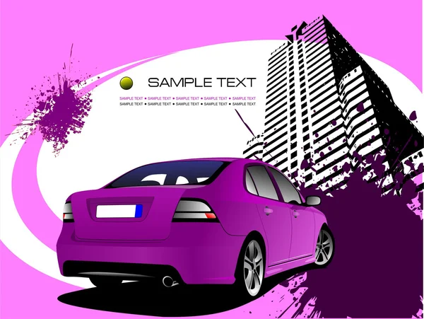 Paarse zakelijke achtergrond met auto afbeelding. Vectorillustratie — Stockvector
