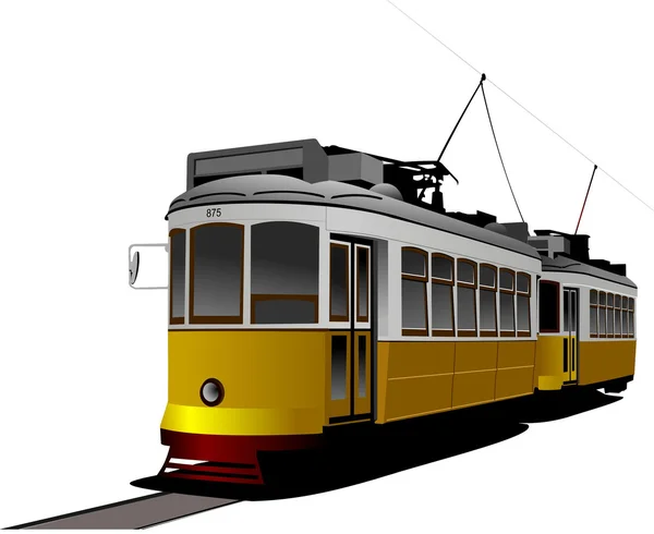 Şehir ulaşımı. Klasik tramvay tarzı. Vektör illüstrasyonu — Stok Vektör