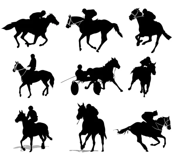 Άλογο αναβάτες σιλουέτες. εικονογράφηση φορέας — Διανυσματικό Αρχείο