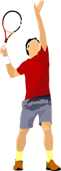 Giocatore di tennis. Illustrazione vettoriale colorata per designer — Vettoriale Stock