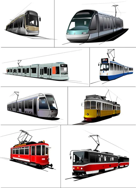 Міський транспорт. Трамвай. Векторні ілюстрації — стоковий вектор