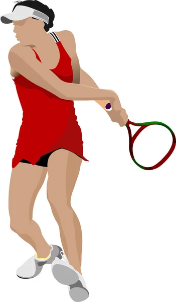 Tennisspiller plakat. Farvet vektorillustration til designere – Stock-vektor