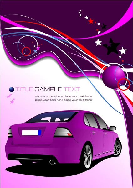 車のイメージと紫のビジネスの背景。ベクターイラスト — ストックベクタ