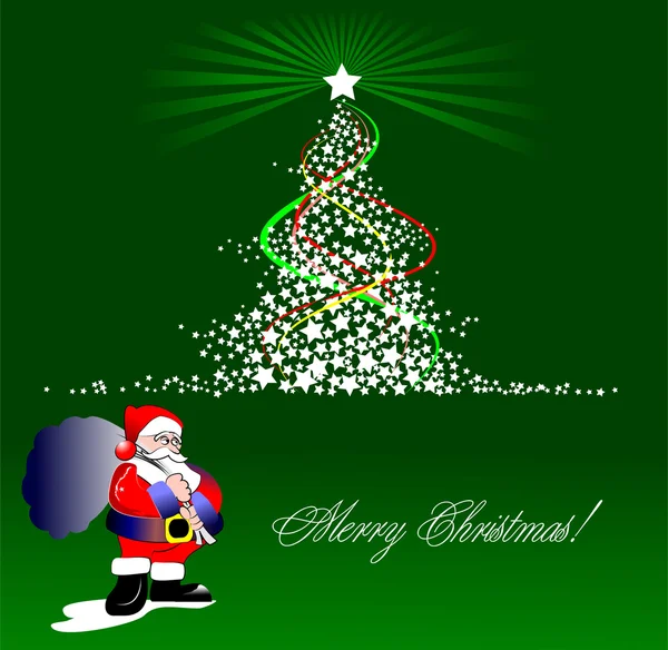 Christmas - New Year tree with Santa image. Vector illustration; — Stock Vector
