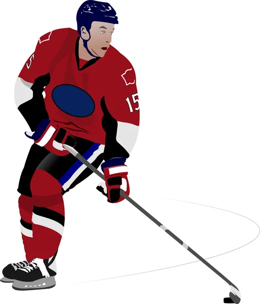 Jogador de hóquei no gelo. Ilustração vetorial colorida para designers — Vetor de Stock