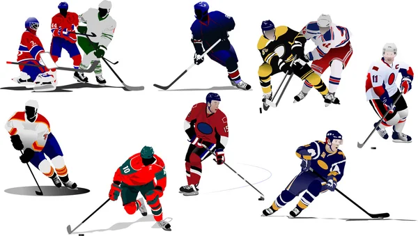 Joueurs de hockey sur glace. Illustration vectorielle colorée pour designers — Image vectorielle