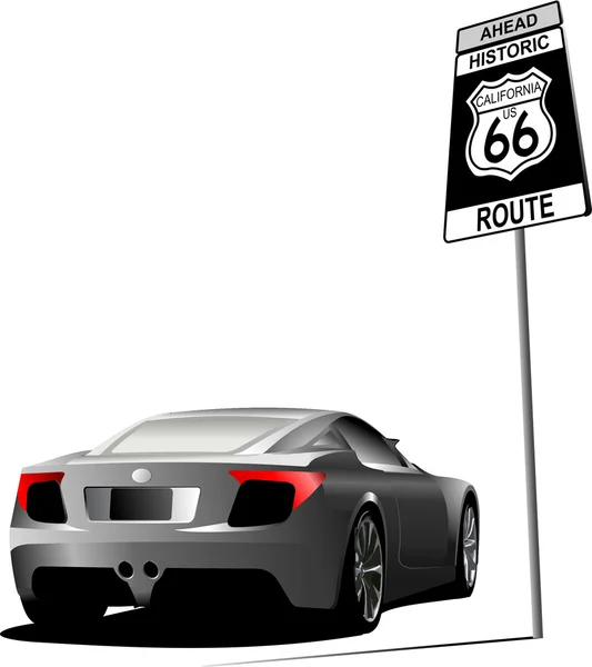 Couverture pour brochure avec image de la route 66. Vecteur — Image vectorielle