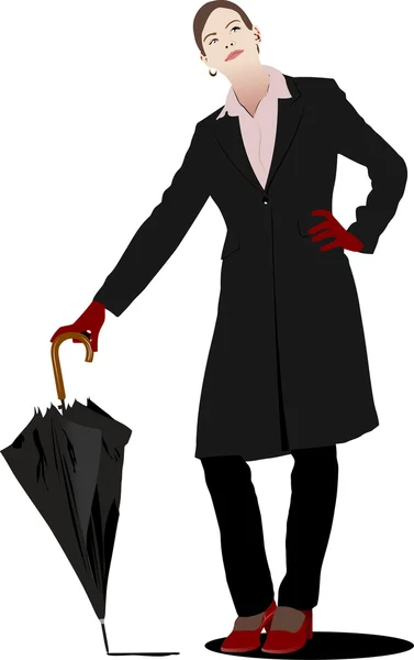 Mujer de negocios con paraguas. Ilustración vectorial — Archivo Imágenes Vectoriales
