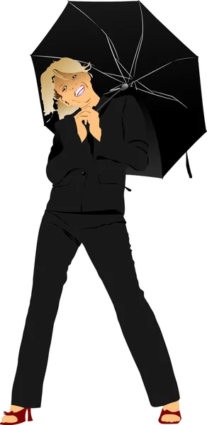 Mulher de negócios com guarda-chuva. Ilustração vetorial — Vetor de Stock