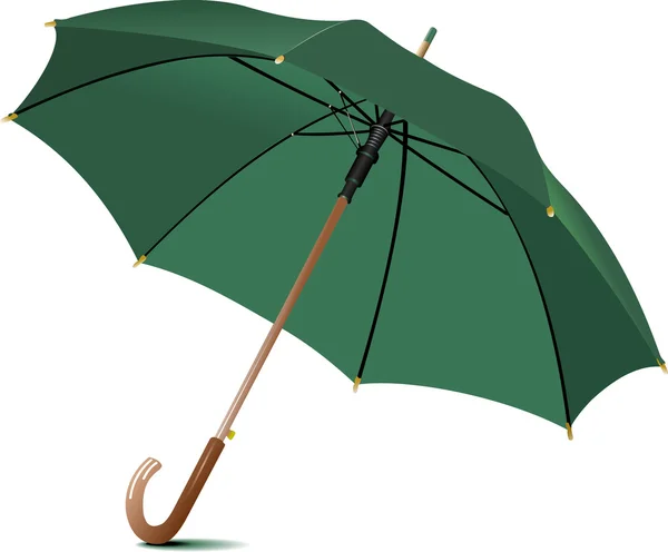 Abriu o guarda-chuva verde. Ilustração vetorial — Vetor de Stock