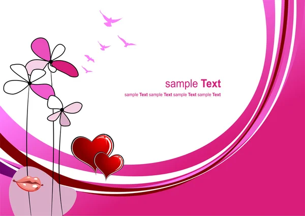 Fond Saint-Valentin avec des images de cœurs et lèvres — Image vectorielle
