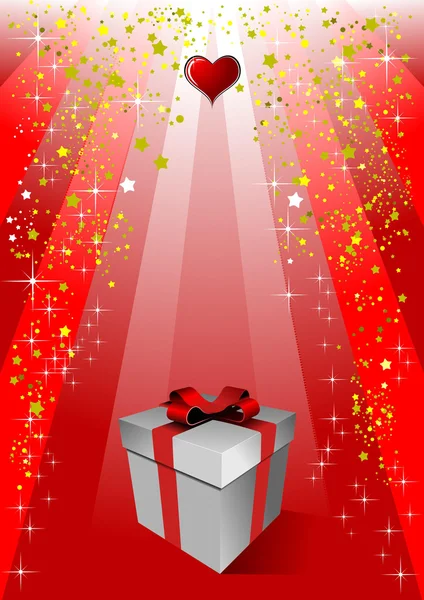 Dekking voor Valentijnsdag met gift box afbeelding. Vector — Stockvector