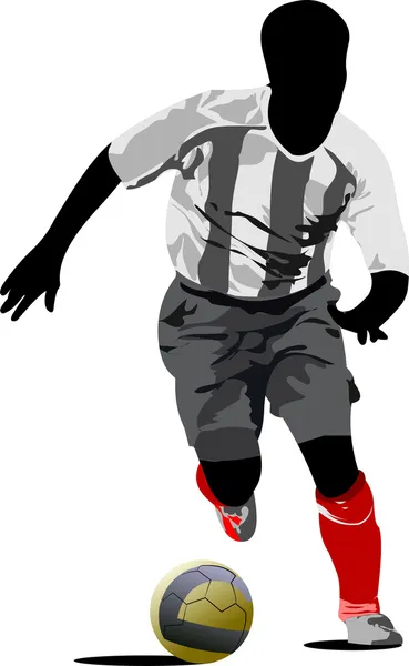 Jugador de fútbol. Ilustración vectorial coloreada para diseñadores — Vector de stock