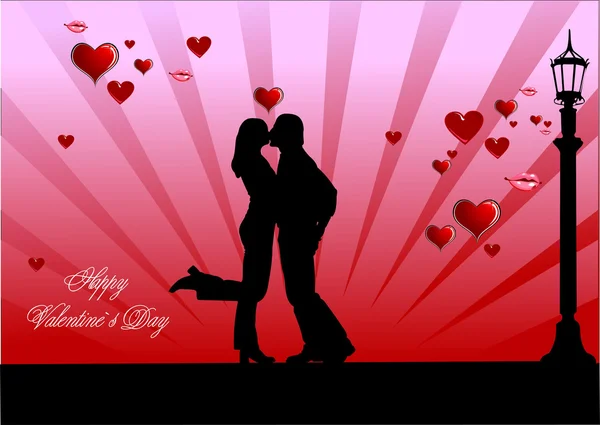 Okładka na Walentynki z para całować obrazu. Wektor — Wektor stockowy