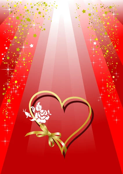 Červený pohlednici pro den svatého Valentýna s obrázkem srdce. Vektor — Stockový vektor