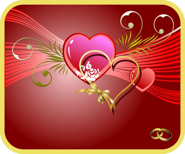 Red wenskaart voor Valentijnsdag met harten beeld. Vector — Stockvector