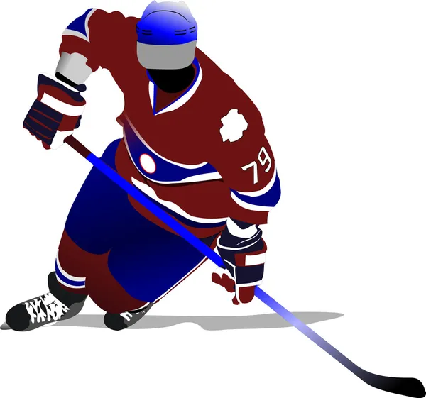 Giocatore di hockey su ghiaccio. illustrazione vettoriale — Vettoriale Stock
