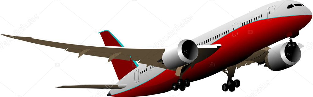 Airplane in flight. Vector illustration
