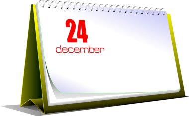 illustration of desk calendar. 24 december. Christmas.