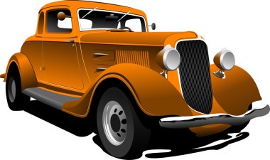 Old orange car. Sedan illustration