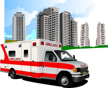 Dormitory and ambulance illustration clipart