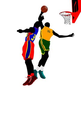 Basketball players. Colored illustration for designers