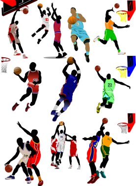 Fifteen Basketball players illustration