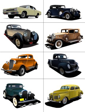 Eight rarity cars clipart