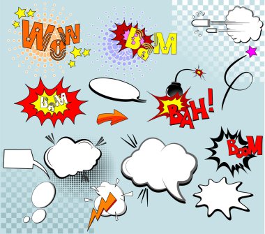 Big set of comic elements for your design clipart