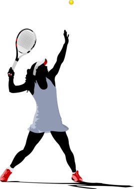 Tennis player. Colored illustration for designers
