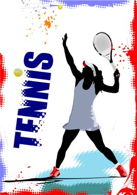 Tennis player poster. Colored illustration for designers