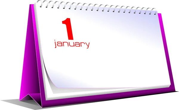 Illustration of desk calendar. 1 january. New Year — Stok fotoğraf