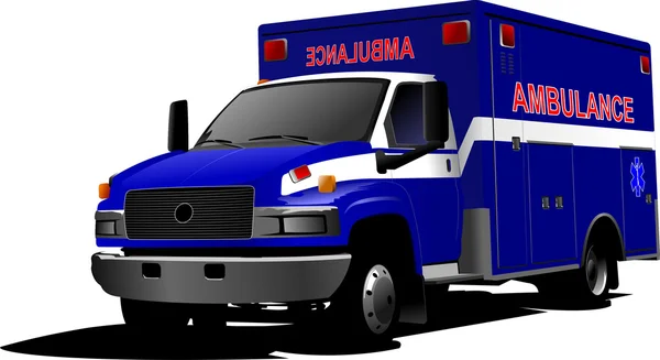Μοντέρνο φορτηγάκι ασθενοφόρου πάνω από λευκό. Έγχρωμη απεικόνιση — Φωτογραφία Αρχείου
