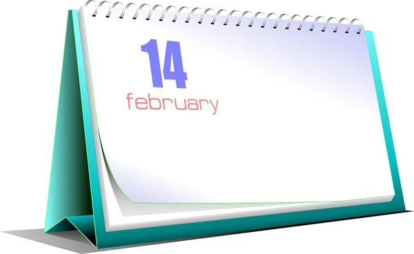 Ilustração do calendário de mesa. 14 de Fevereiro. Dia dos Namorados — Fotografia de Stock