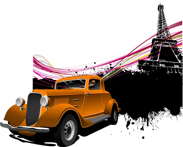 Paris image background with more than 50 years old vintage car . — Stock Photo, Image