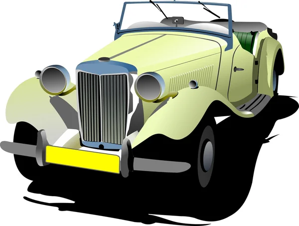 Seventy years old yellow cabriolet with opened roof. ill — Stock fotografie