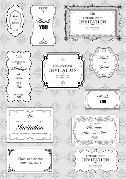 Set of ornate frames and ornaments with sample text. Perf — Stock Fotó